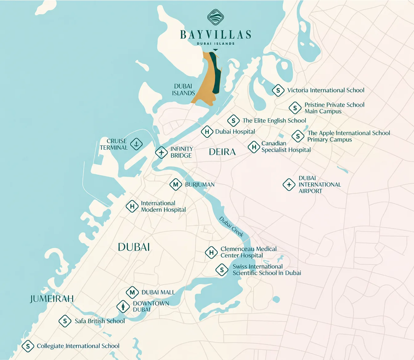 Map positioning Lunaya near Sheikh Zayed Road and major destinations in the Jebel Ali growth corridor